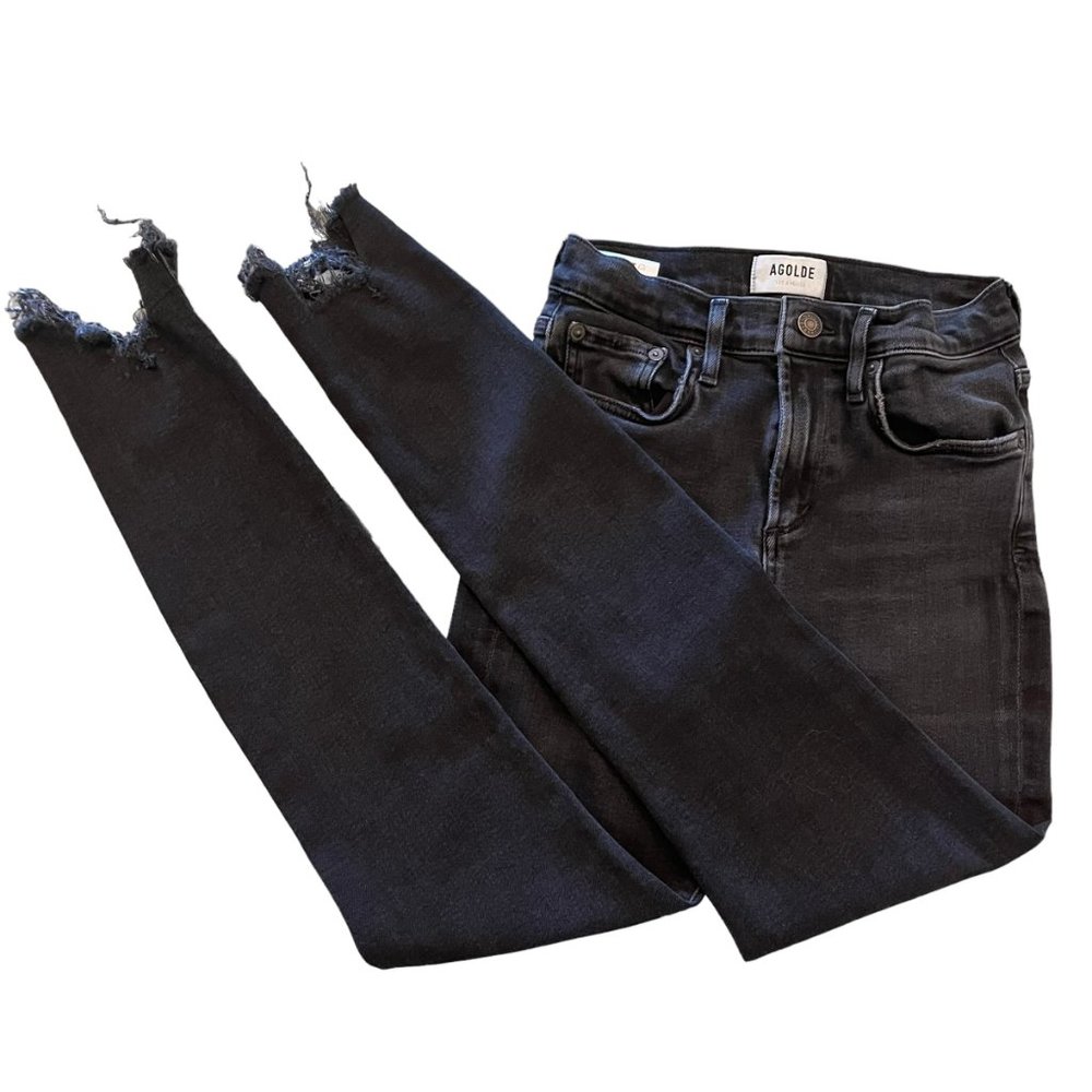 Agolde Sophie Mid Rise Skinny Ankle Jean - Black - Size 25 - Picture 10 of 14